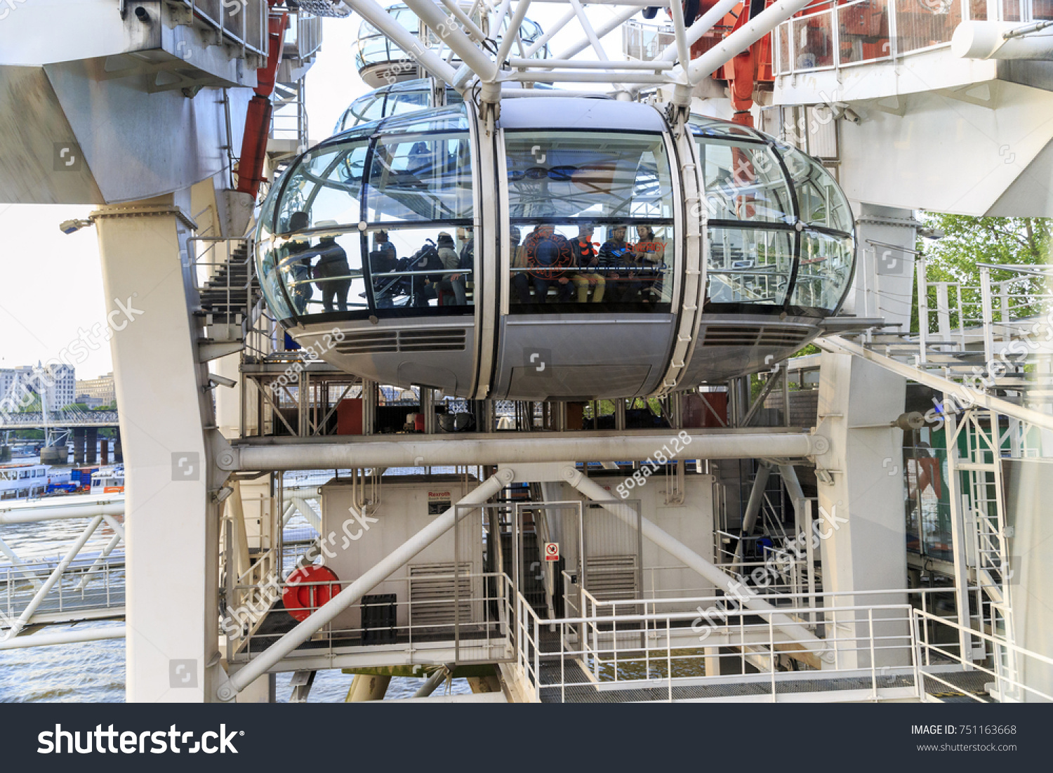 LONDON, GREAT BRITAIN - MAY 15, 2014: It is a fully enclosed glass passenger capsule of the London Eye. #751163668