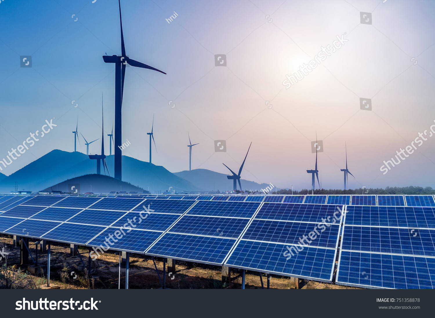 Solar and wind power, clean energy #751358878