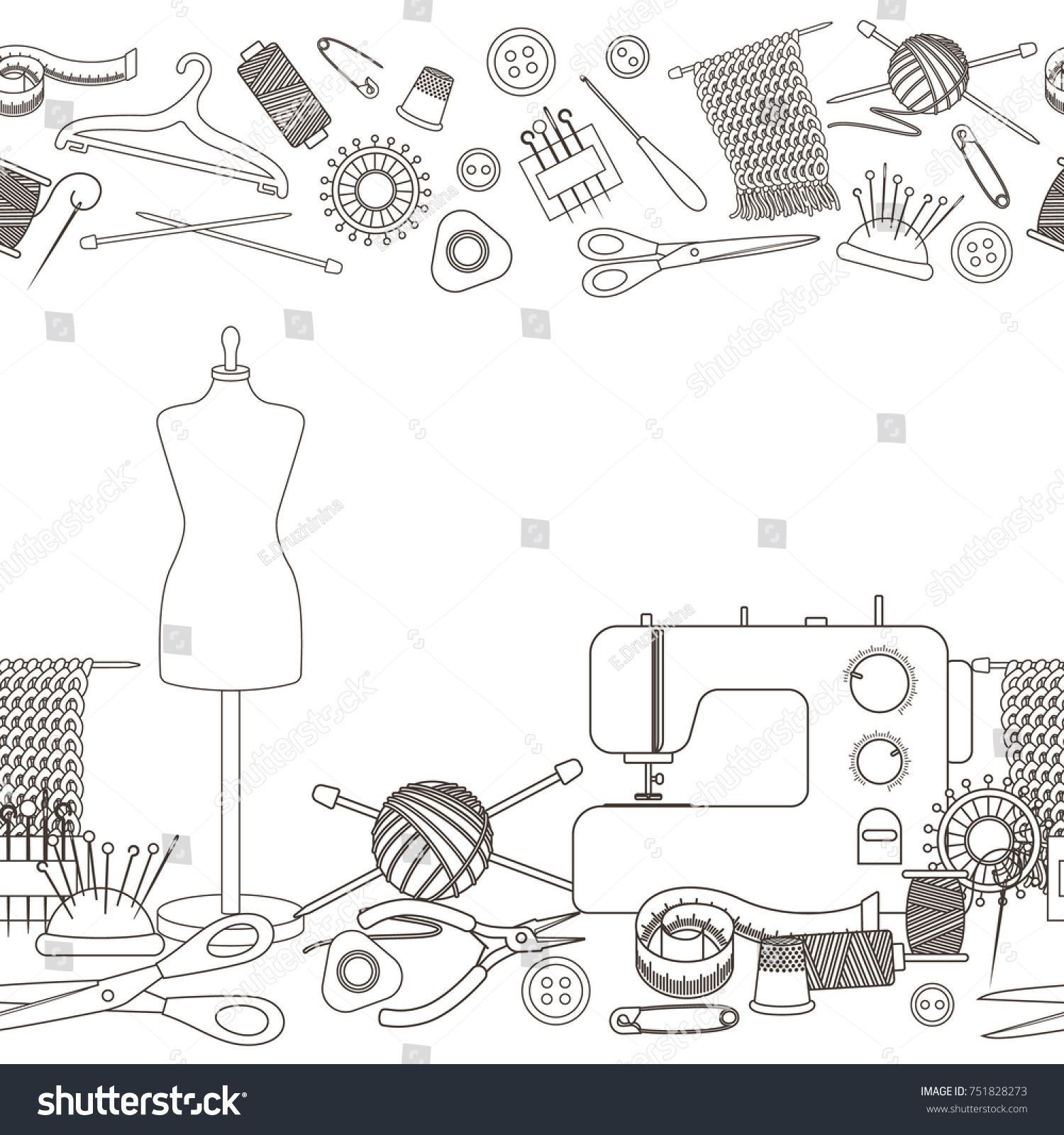 Seamless horizontal borders of tools for - Royalty Free Stock Vector ...