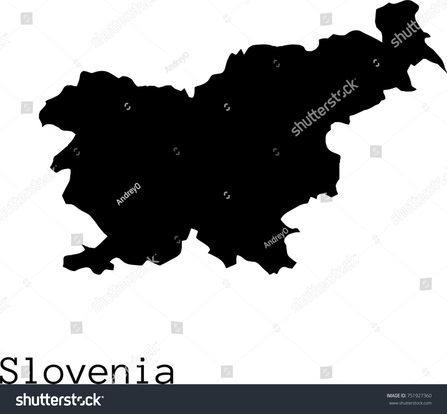 Black Slovenia map vector silhouette #751927360