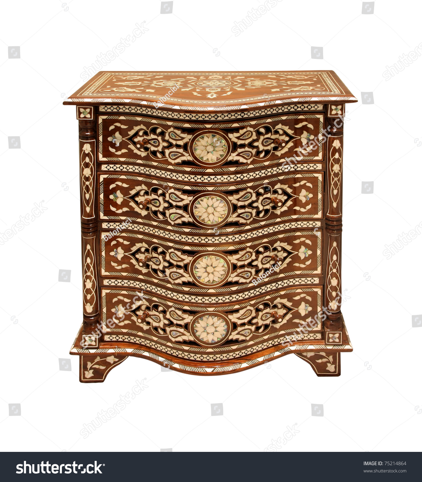 Antique Arabic style dresser isolated with clipping path included #75214864