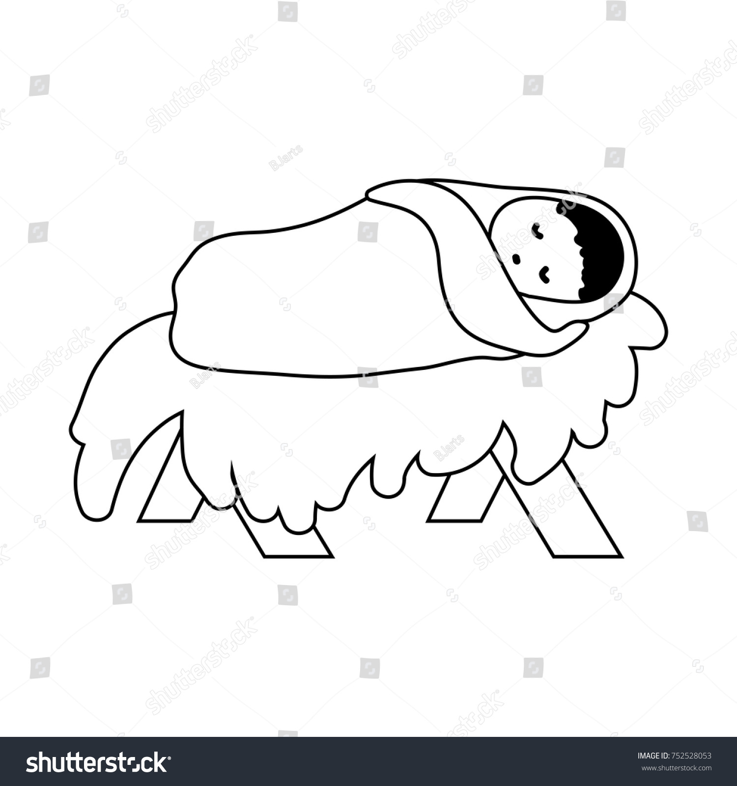 Baby Jesus Christ in the Manger.Outline Figure - Royalty Free Stock ...