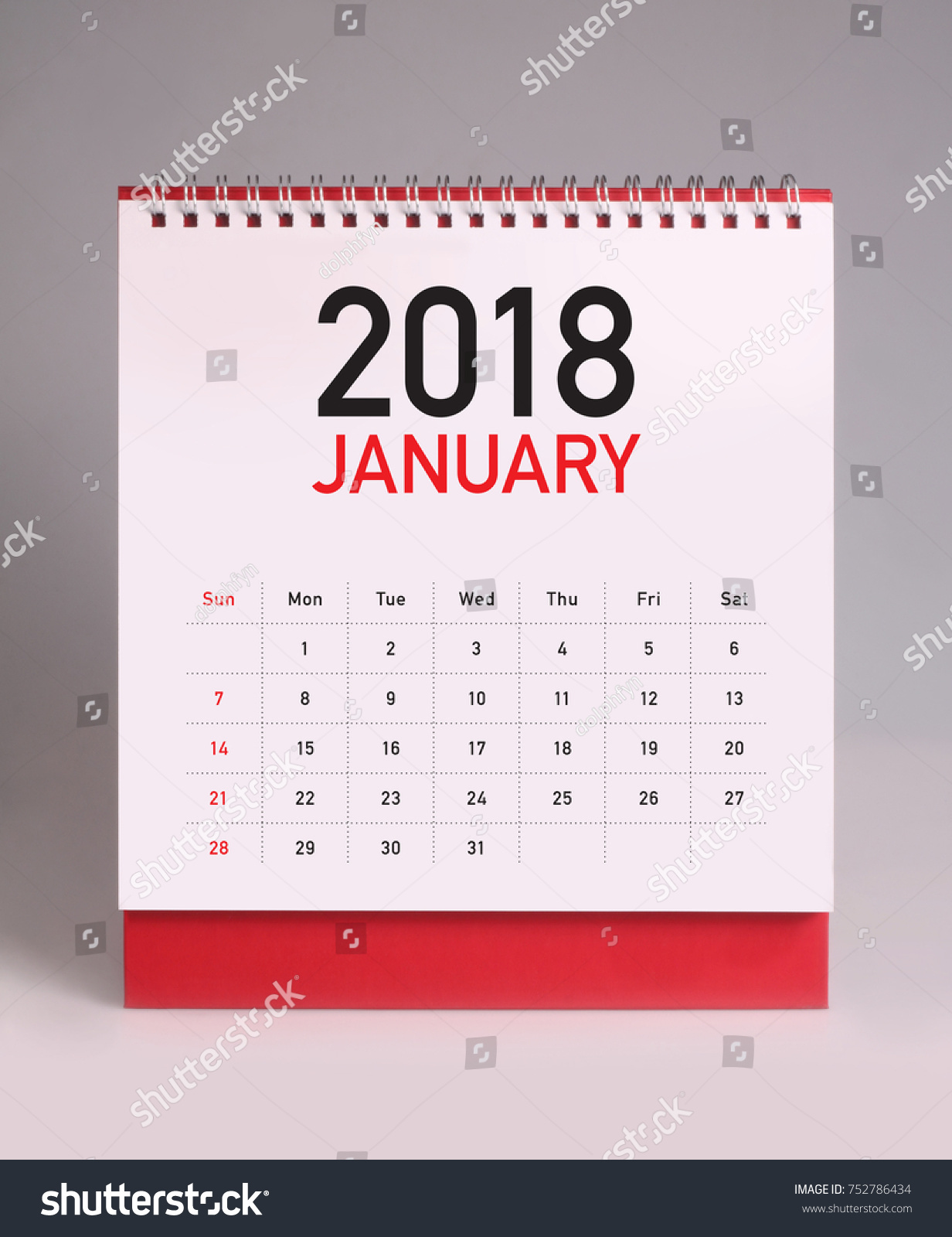 Simple desk calendar for January 2018 #752786434