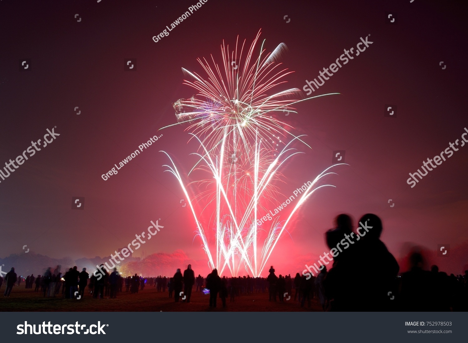 Bonfire night celebrations with a fireworks show at Sefton Park, Liverpool, UK. On 5th November #752978503