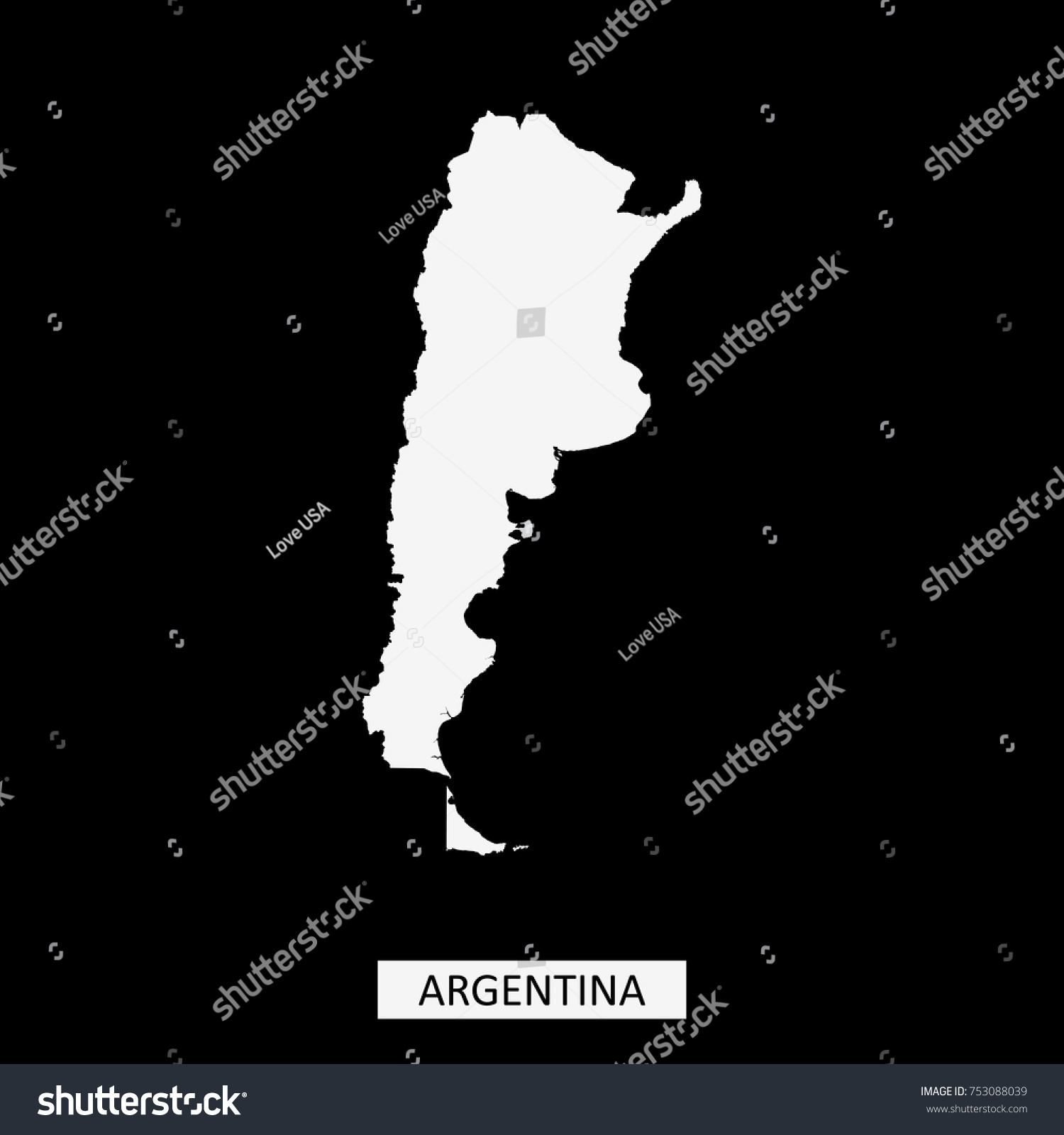 Argentina map vector outline illustration in - Royalty Free Stock ...