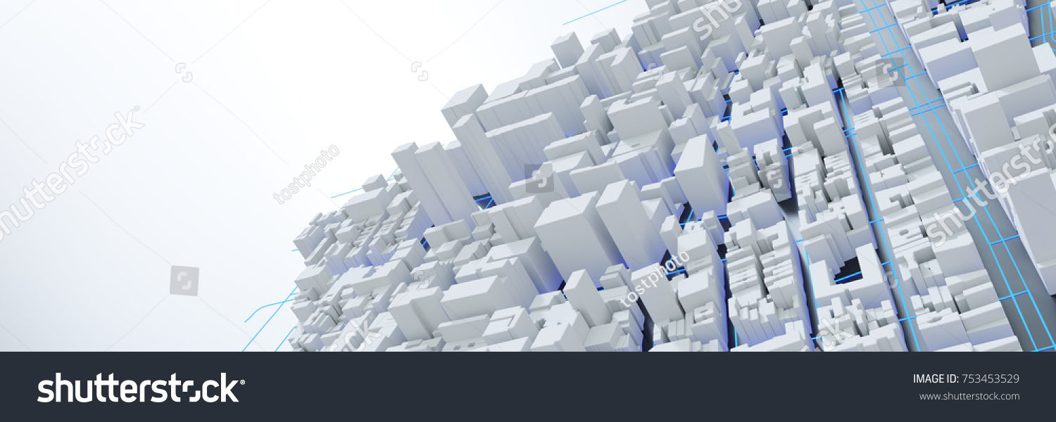 Techno mega city; urban and futuristic technology concepts, original 3d rendering #753453529