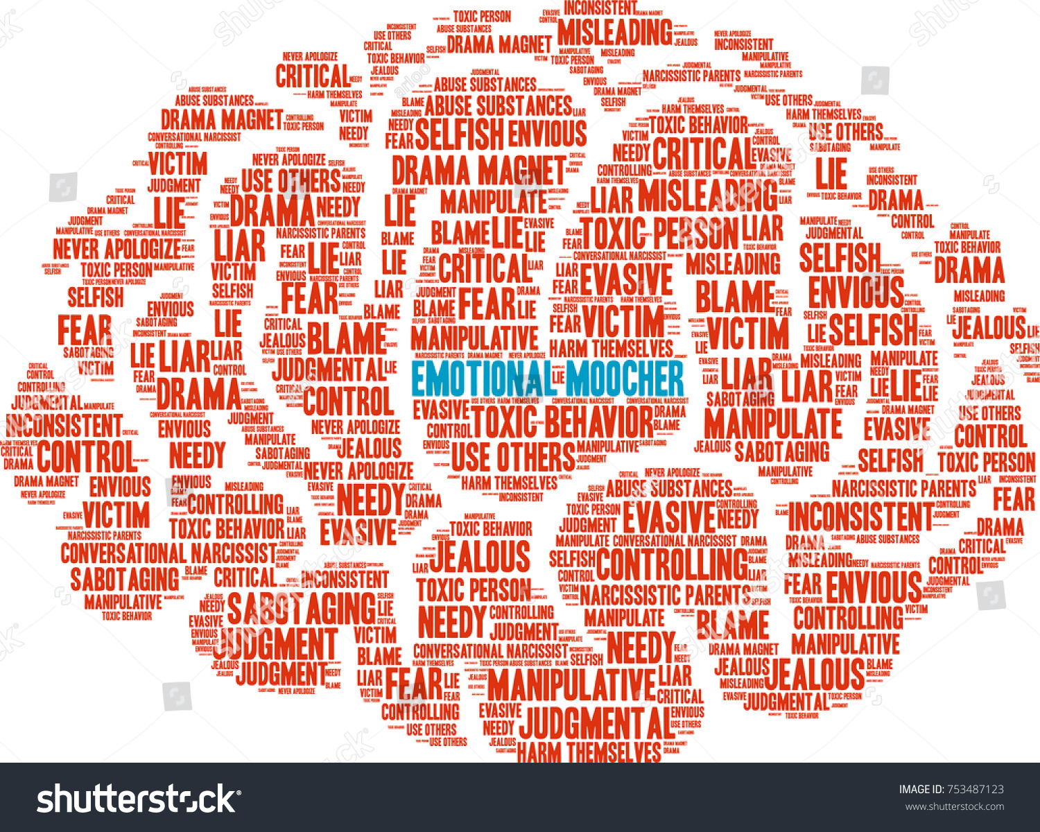 Emotional Moocher Word Cloud On A White - Royalty Free Stock Vector 