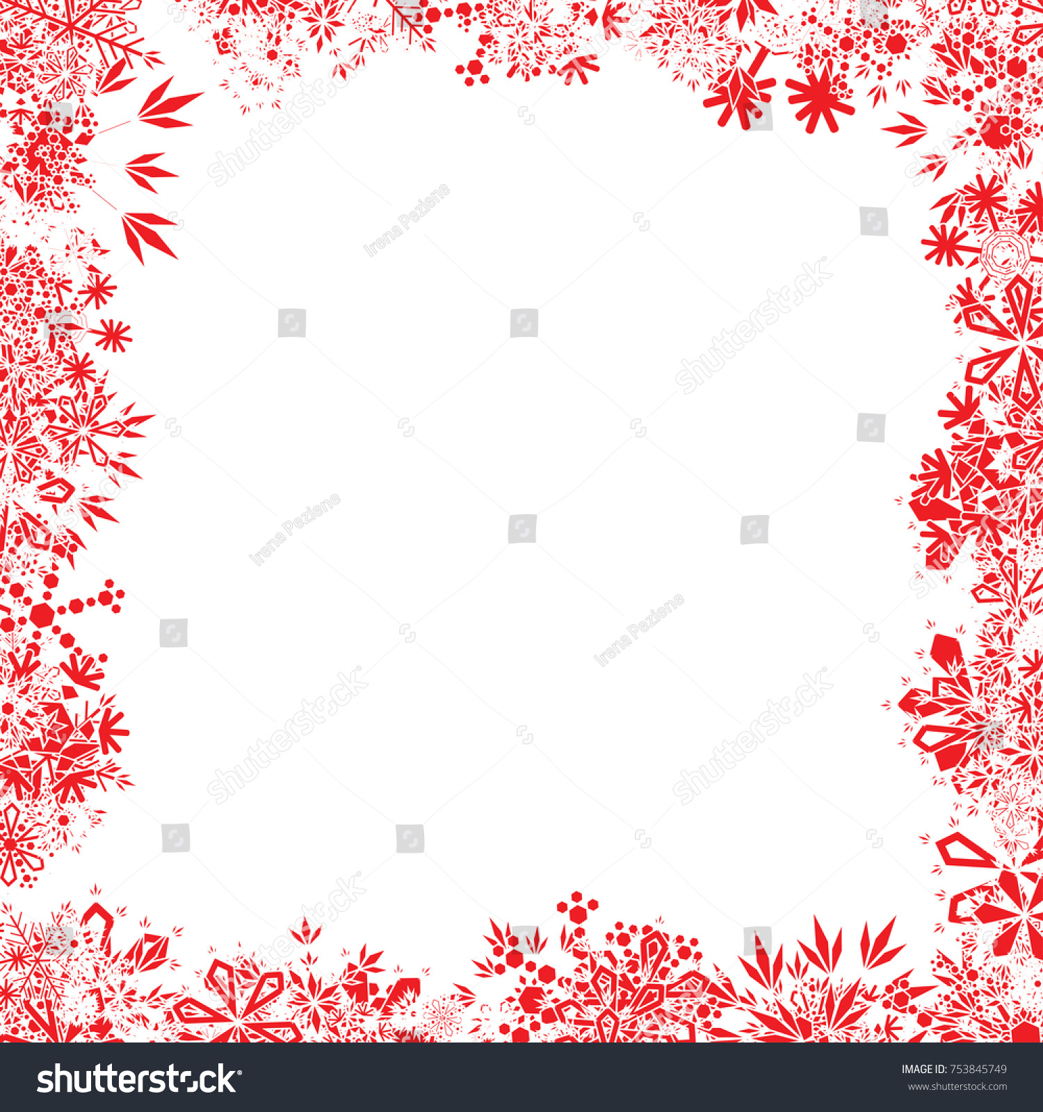 Red Christmas Snowflake Frame #753845749