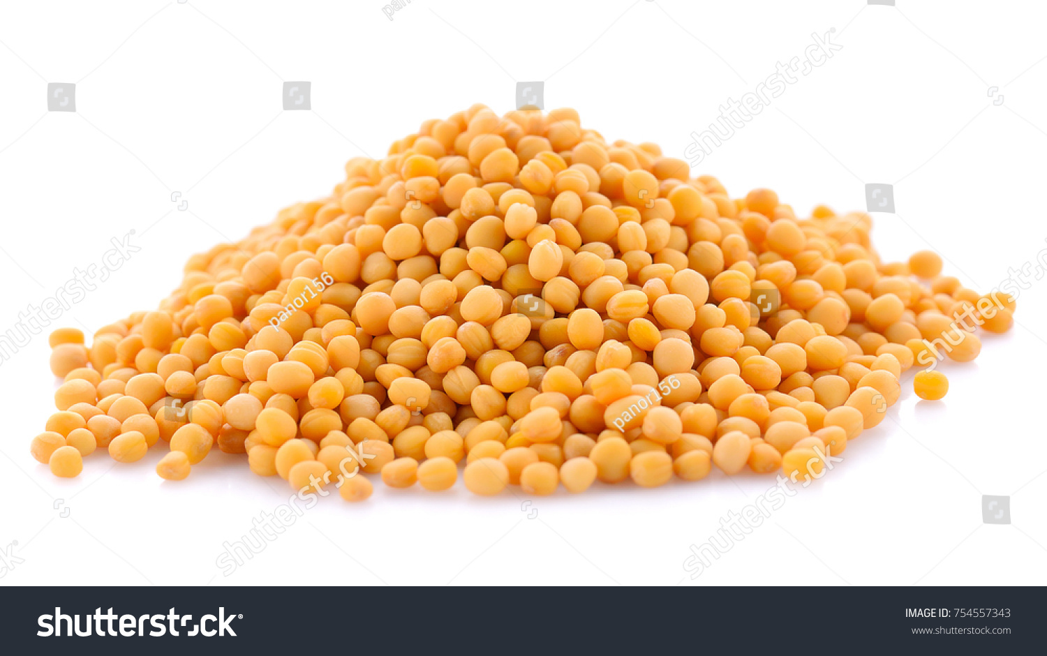 mustard seeds on white background #754557343