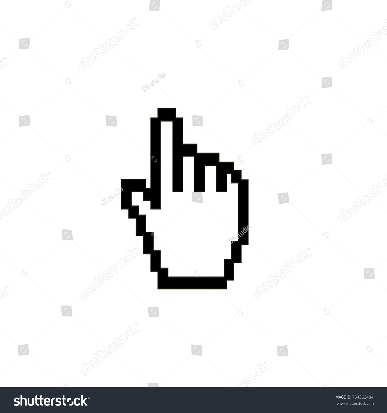 Pixel hand cursor icon - Royalty Free Stock Vector 754563484 - Avopix.com