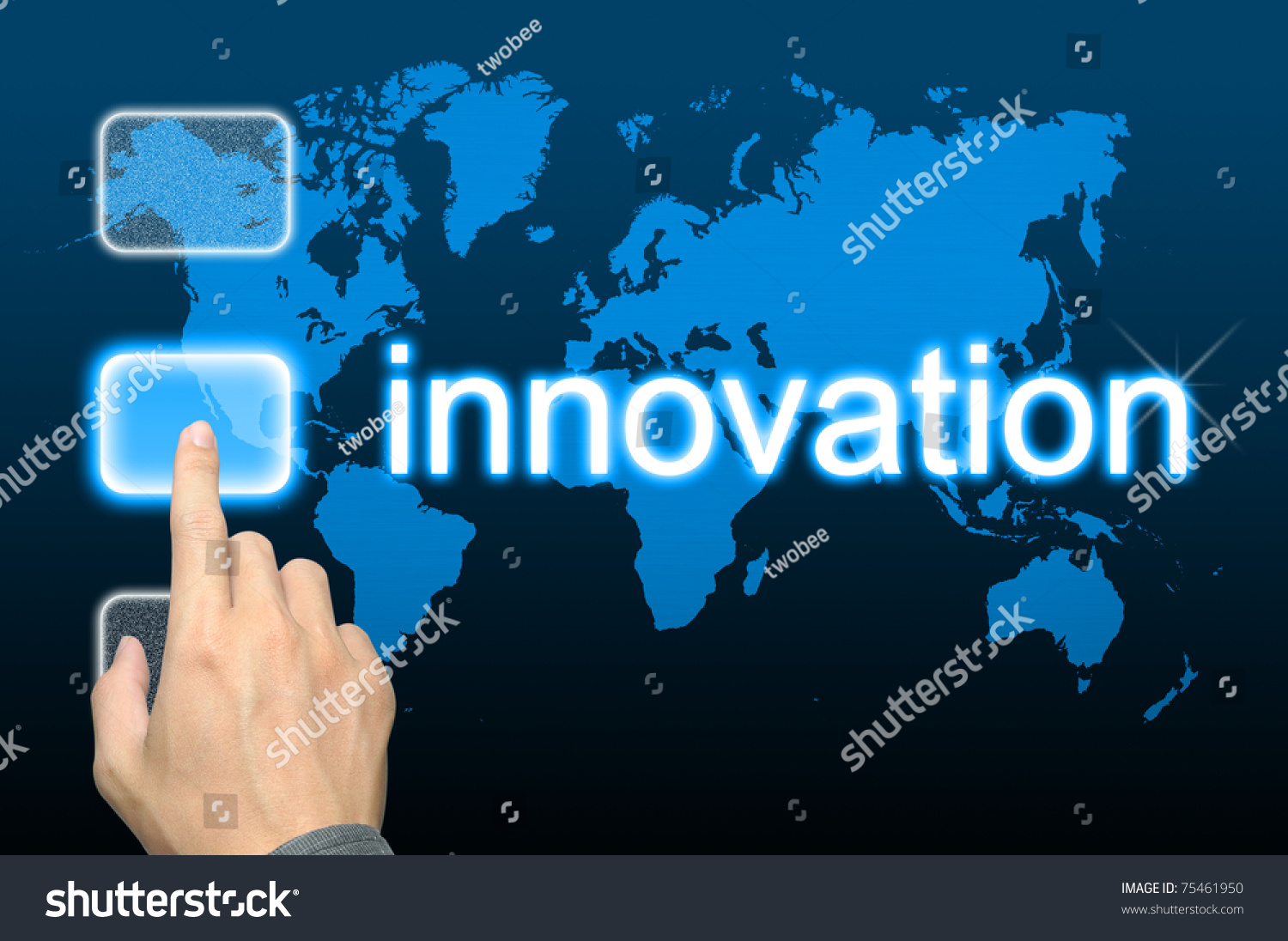 businessman hand pressing innovation button on a touch screen interface #75461950