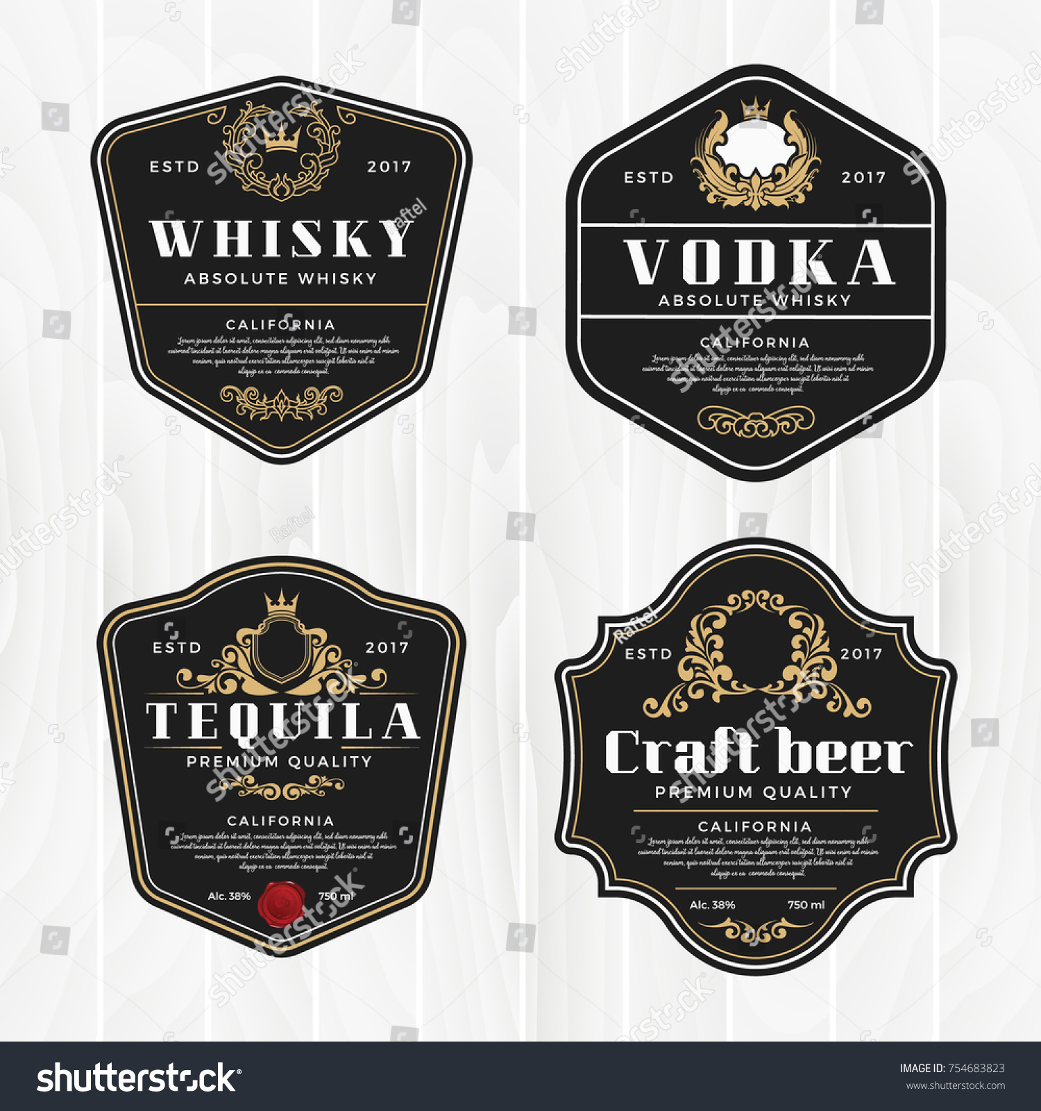 Classic vintage frame for labels, banner and other design. Suitable for whiskey, beer and premium product. #754683823