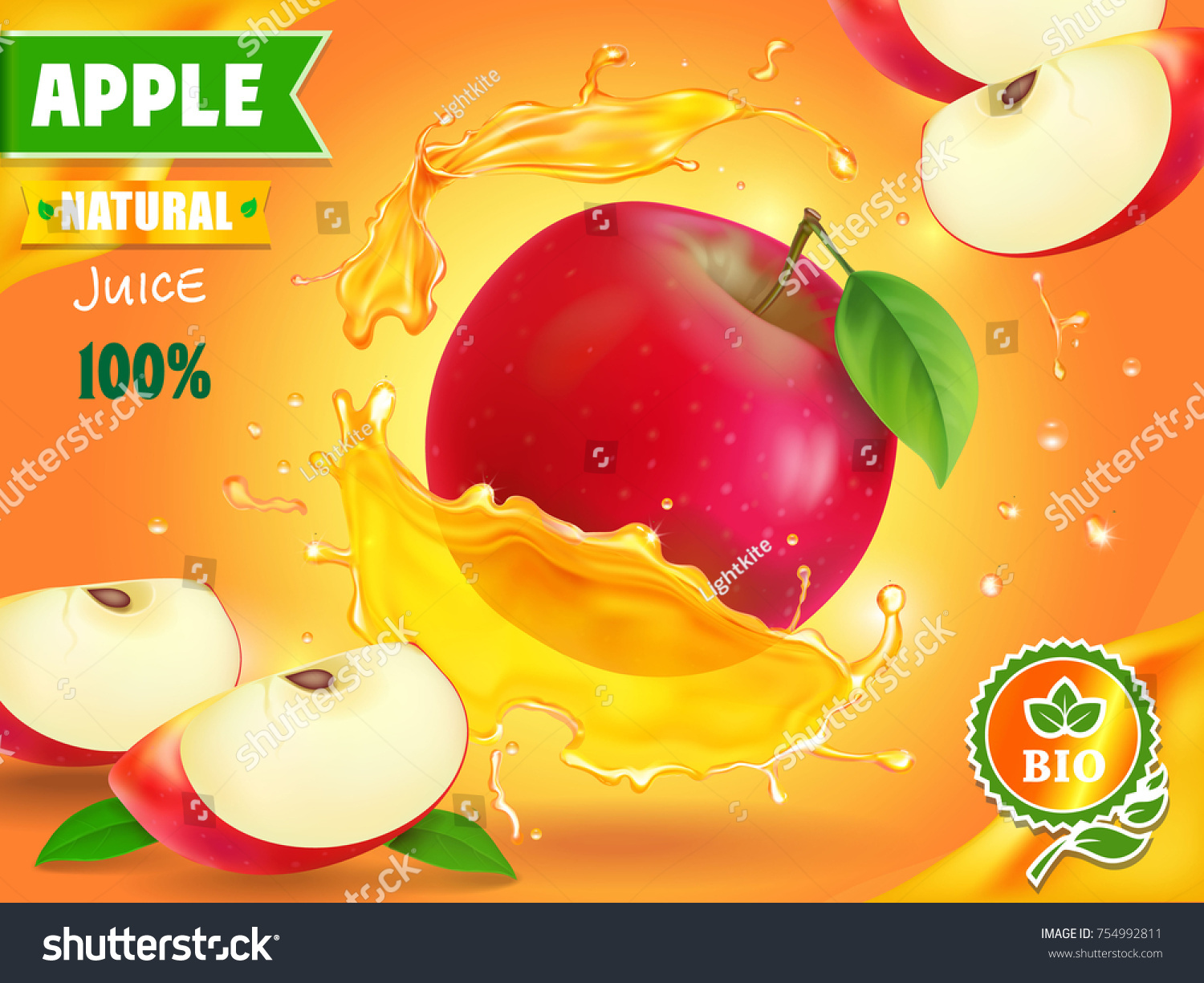 Apple Juice Advertising Fruit Refreshing Drink Royalty Free Stock