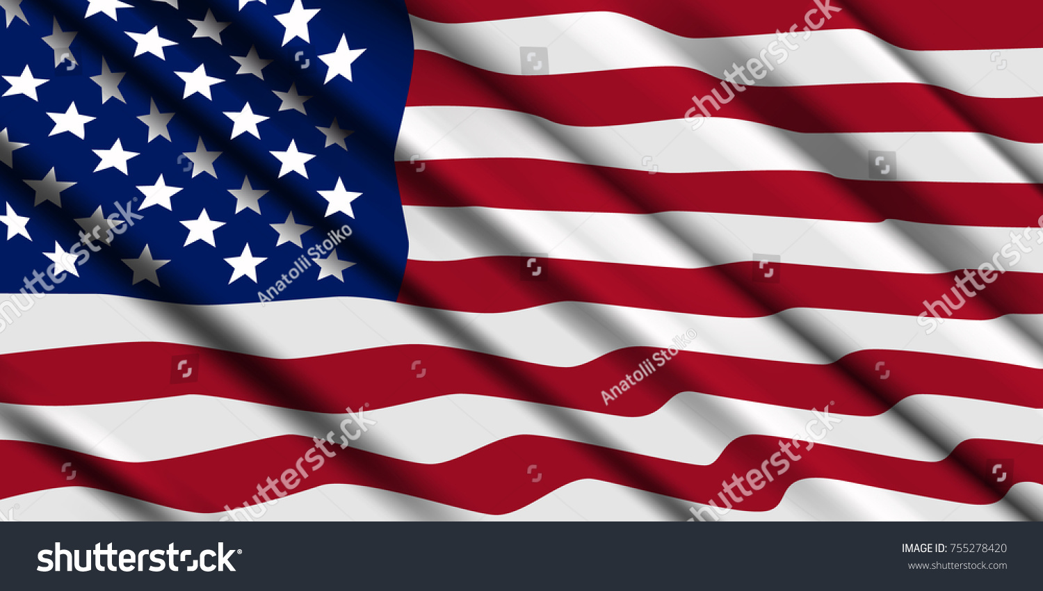 American flag ripple. Vector background. #755278420