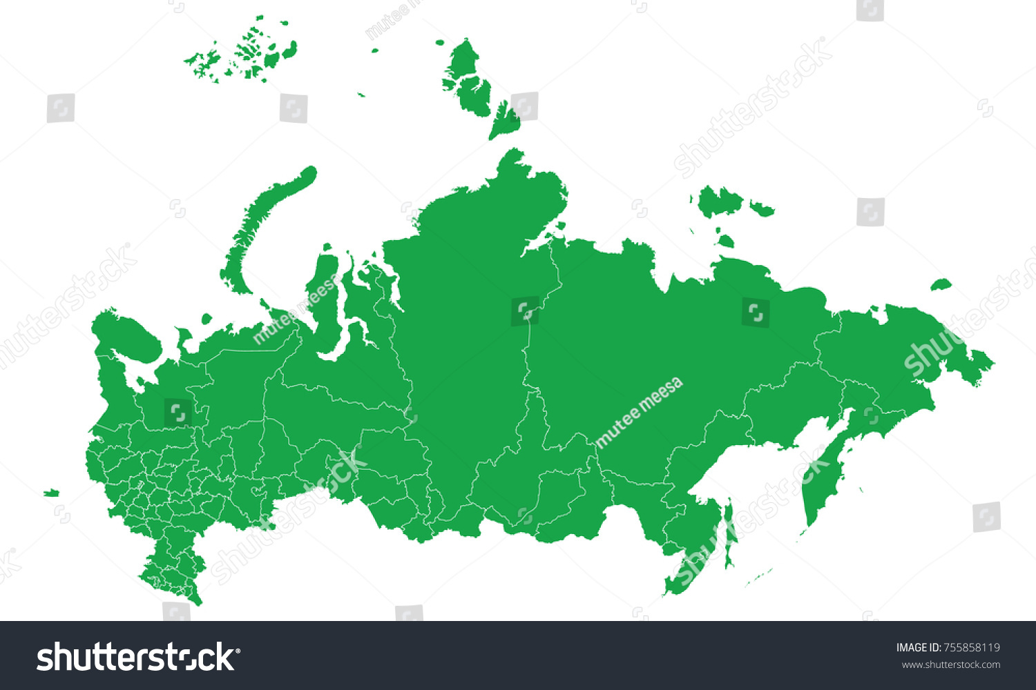 Russia green map - Royalty Free Stock Vector 755858119 - Avopix.com