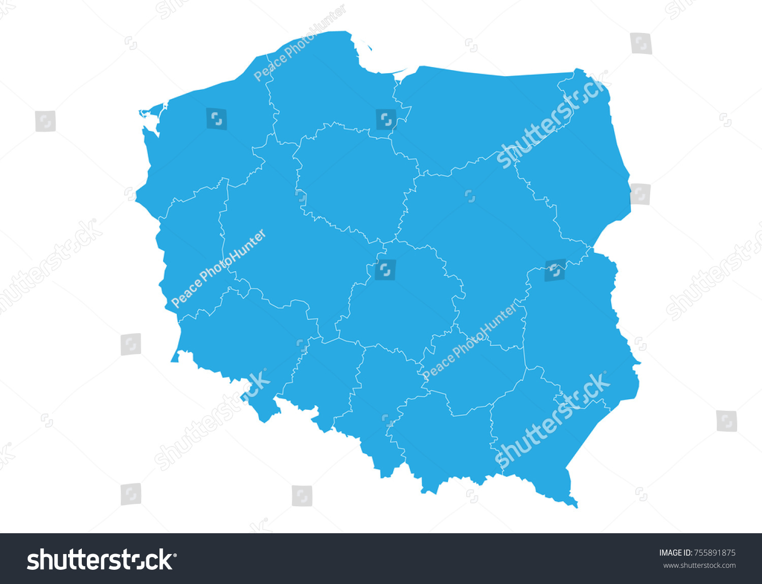 Map Of Poland. High Detailed Vector Map - Poland - Royalty Free Stock 