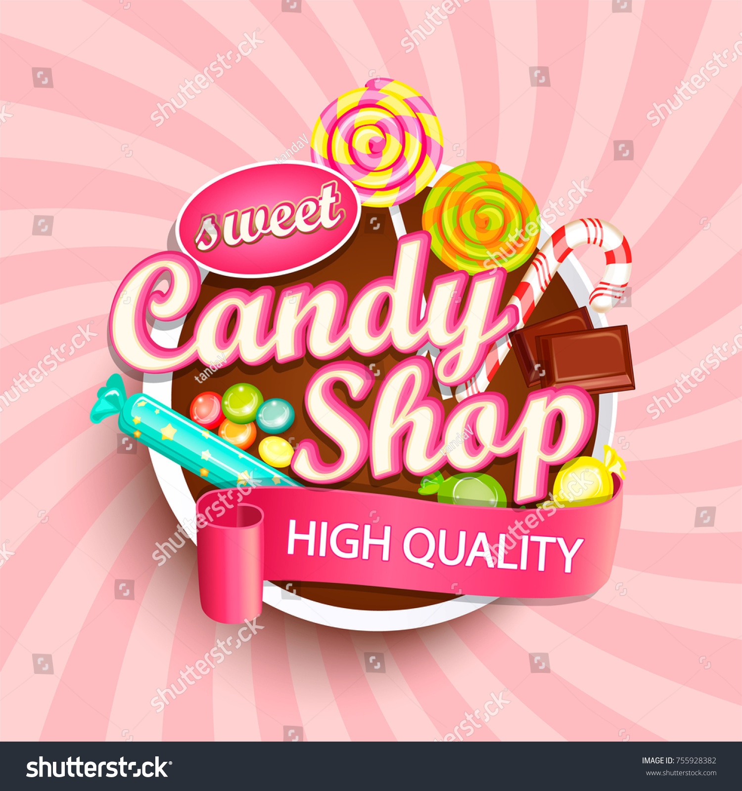 Candy shop logo label or emblem for your design. Vector illustration. #755928382