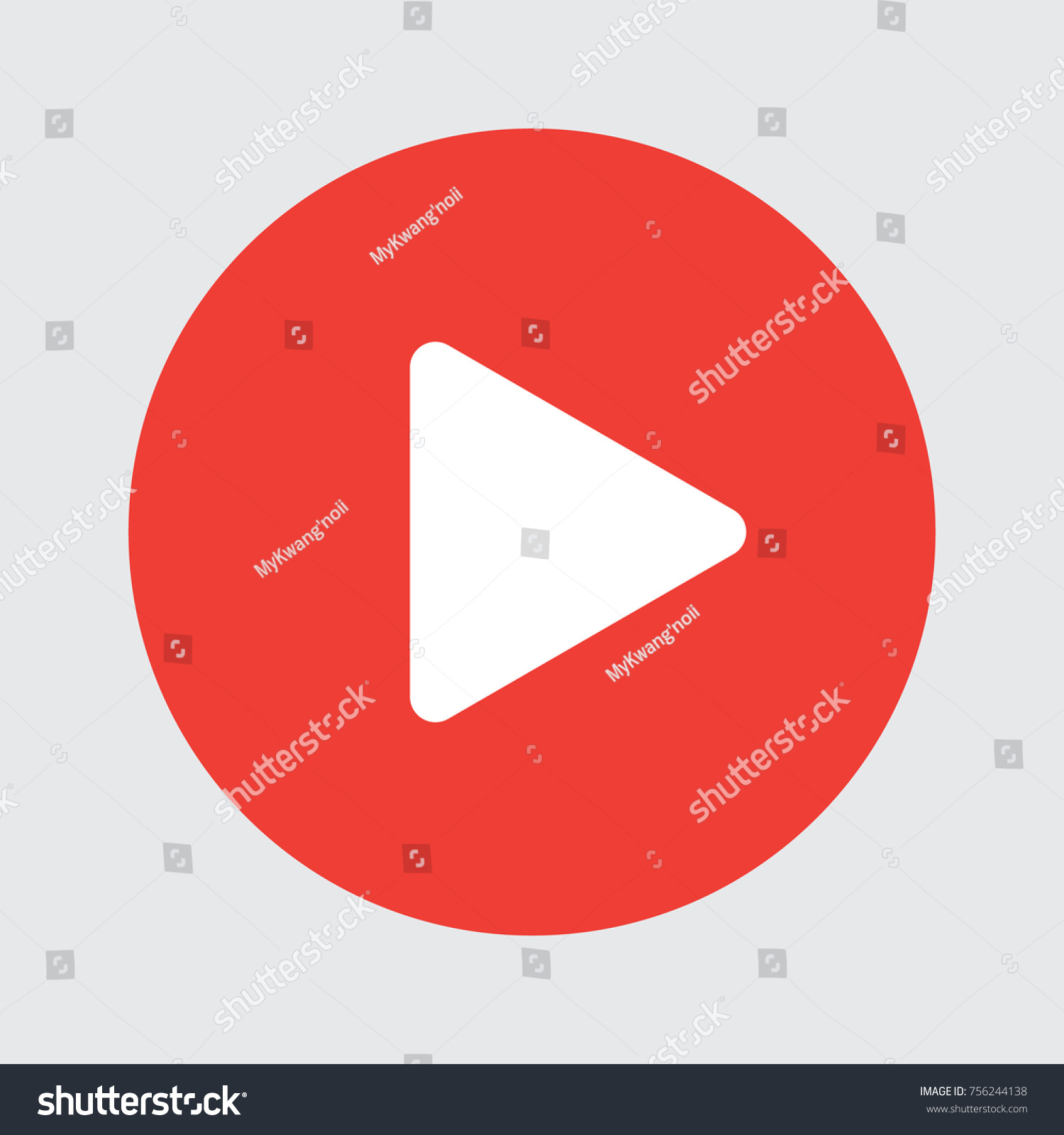 Play button icon in trendy flat style isolated on grey background. Play symbol for your web site design, logo, app, UI. Vector illustration, EPS10. #756244138