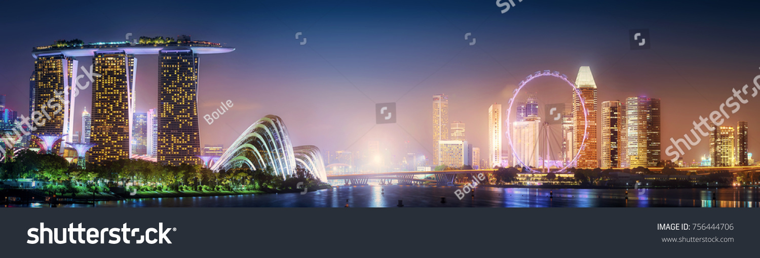 Vibrant panorama background of Singapore skyline at the business bay #756444706