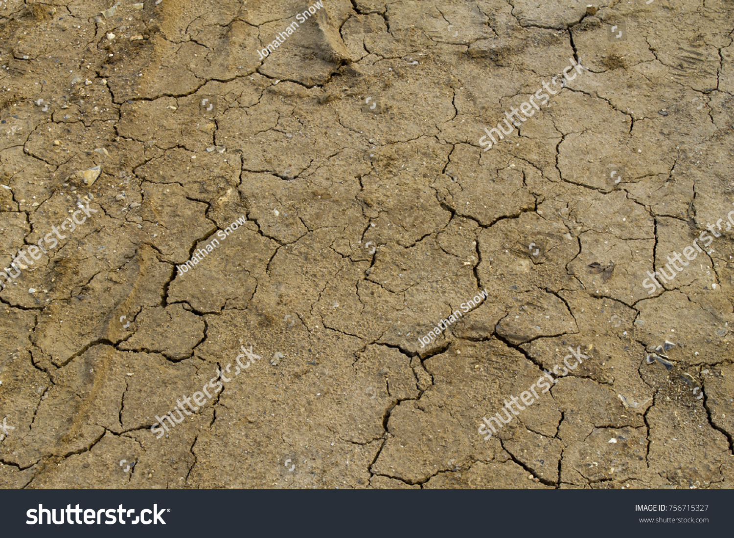 dry, cracked and compacted soil #756715327