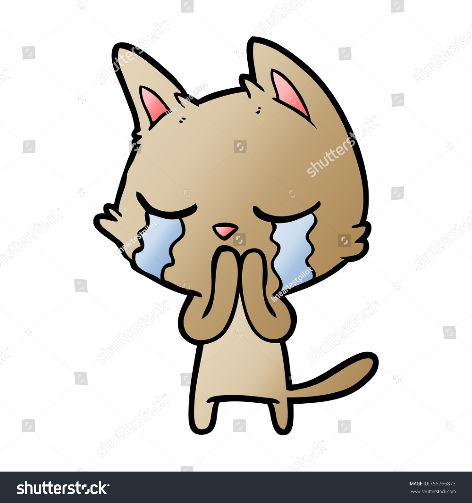 crying cartoon cat #756766873