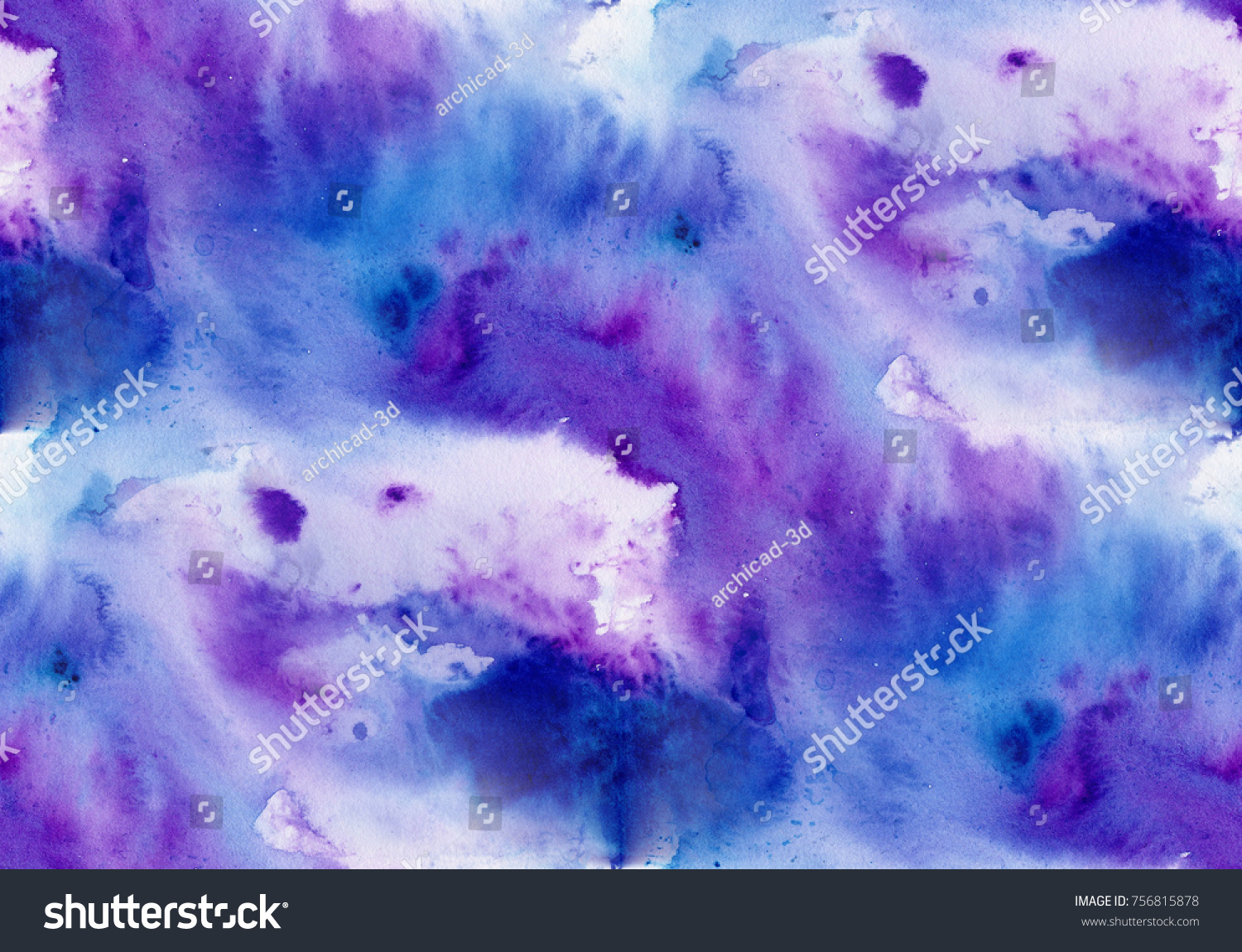 Abstract seamless watercolor background in  blue purple colors. #756815878