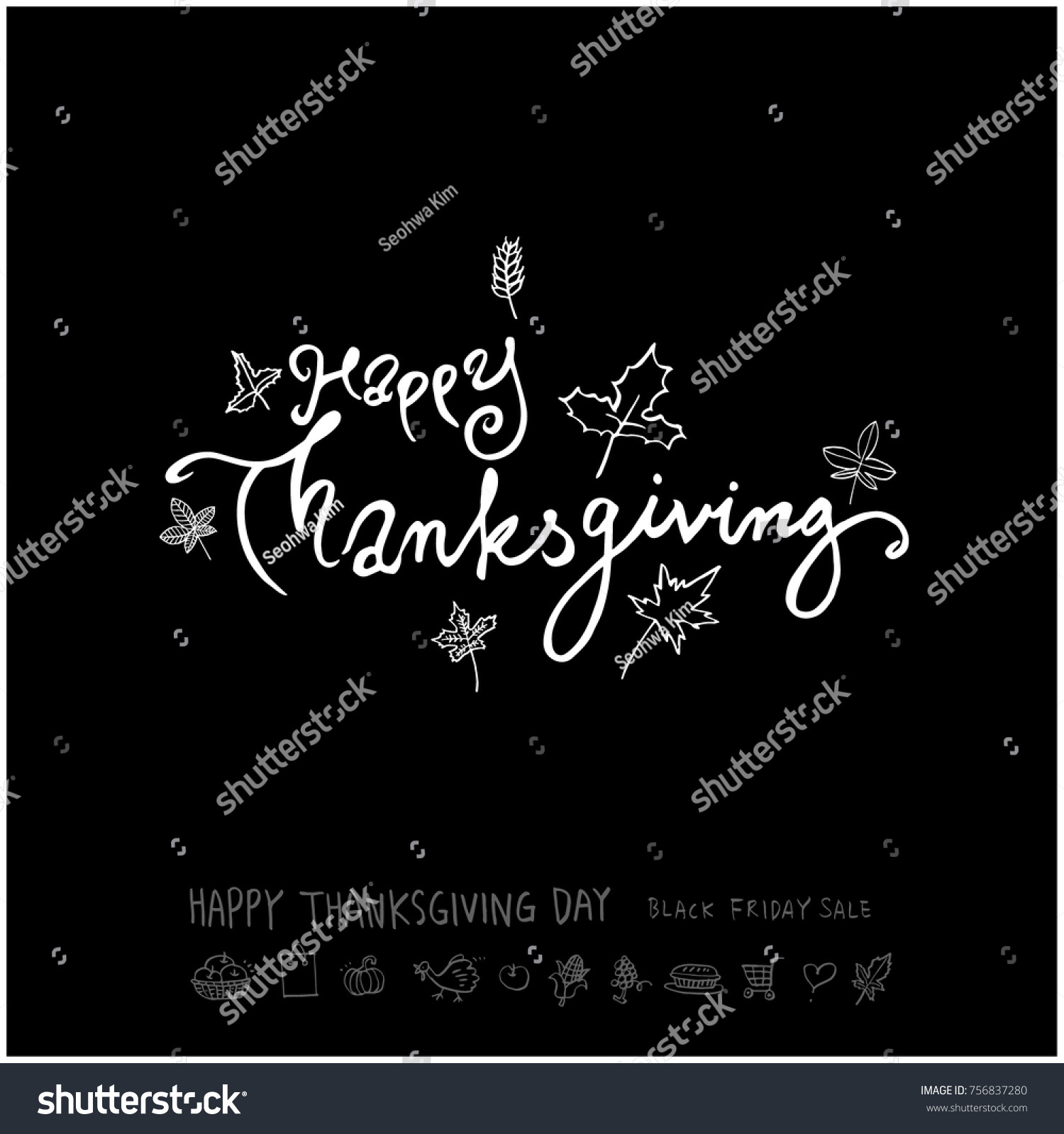 Hand drawn illustration set / Happy Thanksgiving Day - vector #756837280