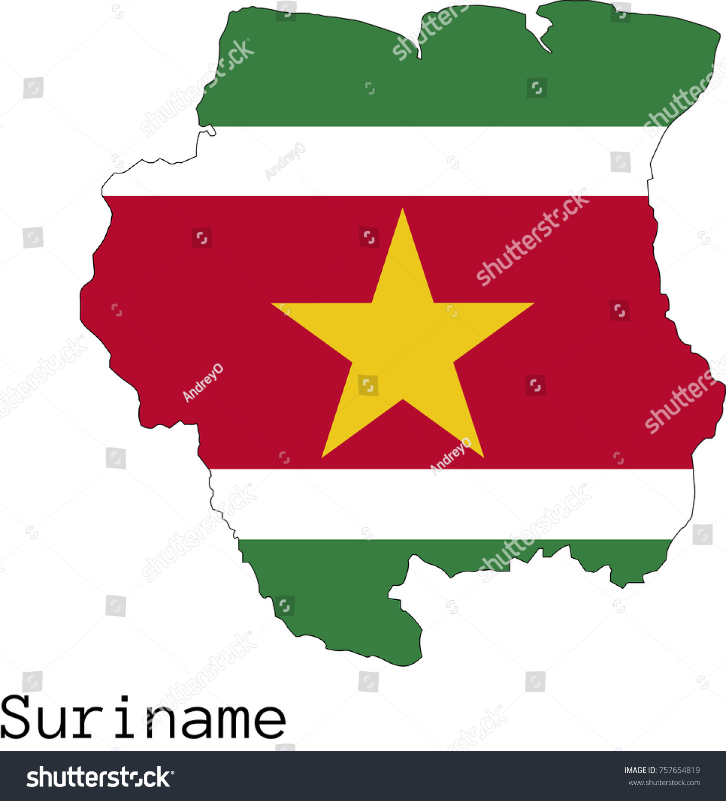 Vector Suriname map silhouette, painted in - Royalty Free Stock Vector ...