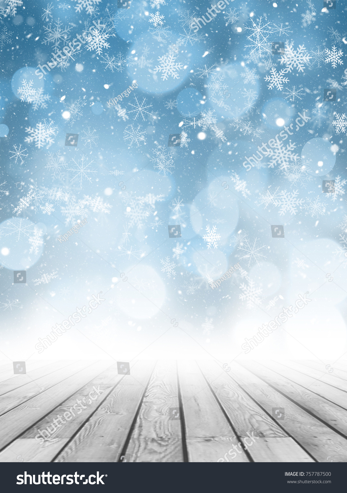 Christmas photography backdrop with wooden floor and snowflake background #757787500
