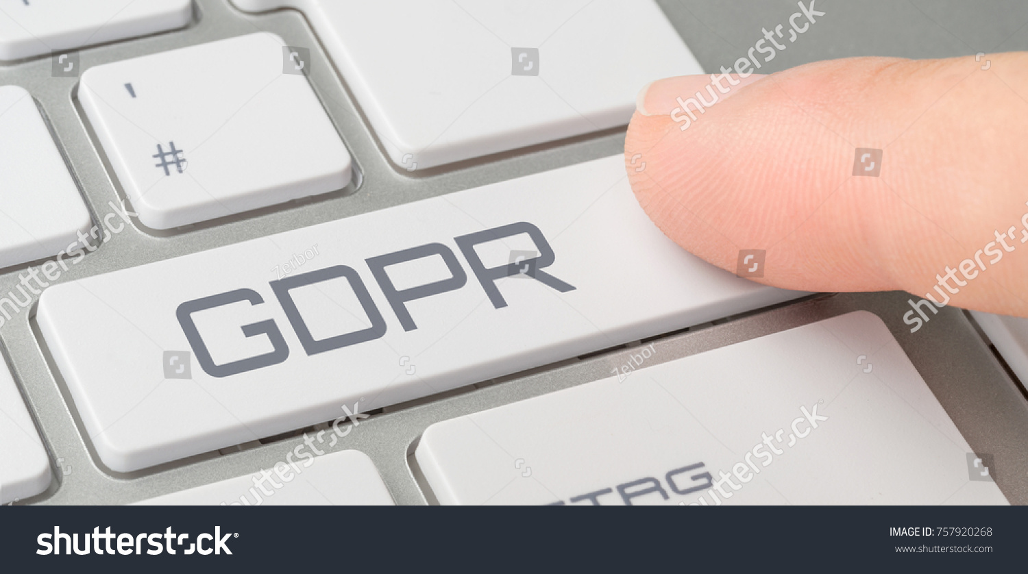 A keyboard with a labeled button - GDPR #757920268