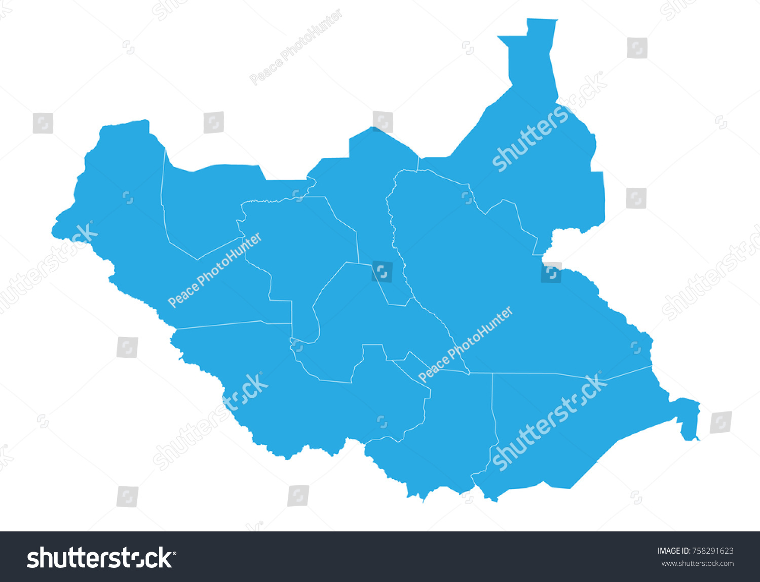 Map of south Sudan. High detailed vector map - south Sudan. #758291623