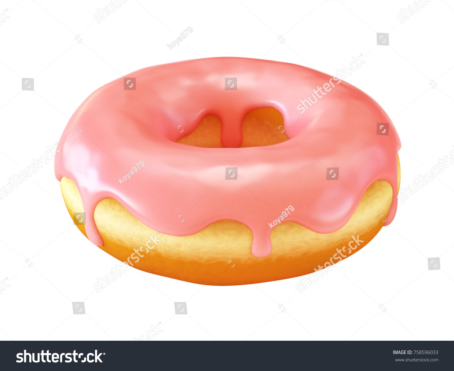 Glazed donut or doughnut 3d rendering #758596033