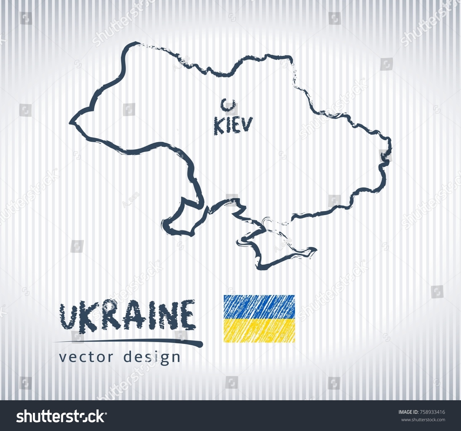 Ukraine vector sketch chalk drawing map isolated Royalty Free Stock