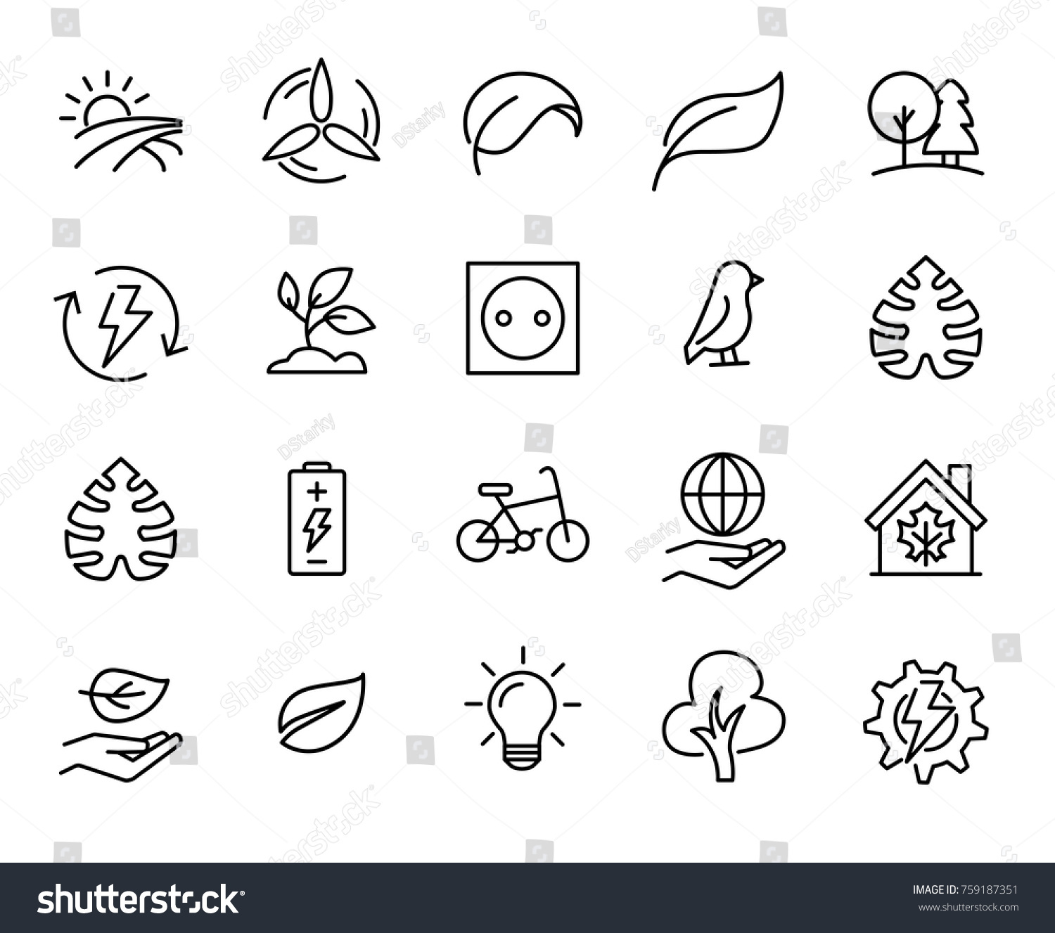 Simple set of ecology related outline icons. Elements for mobile concept and web apps. Thin line vector icons for website design and development, app development. Premium pack. #759187351