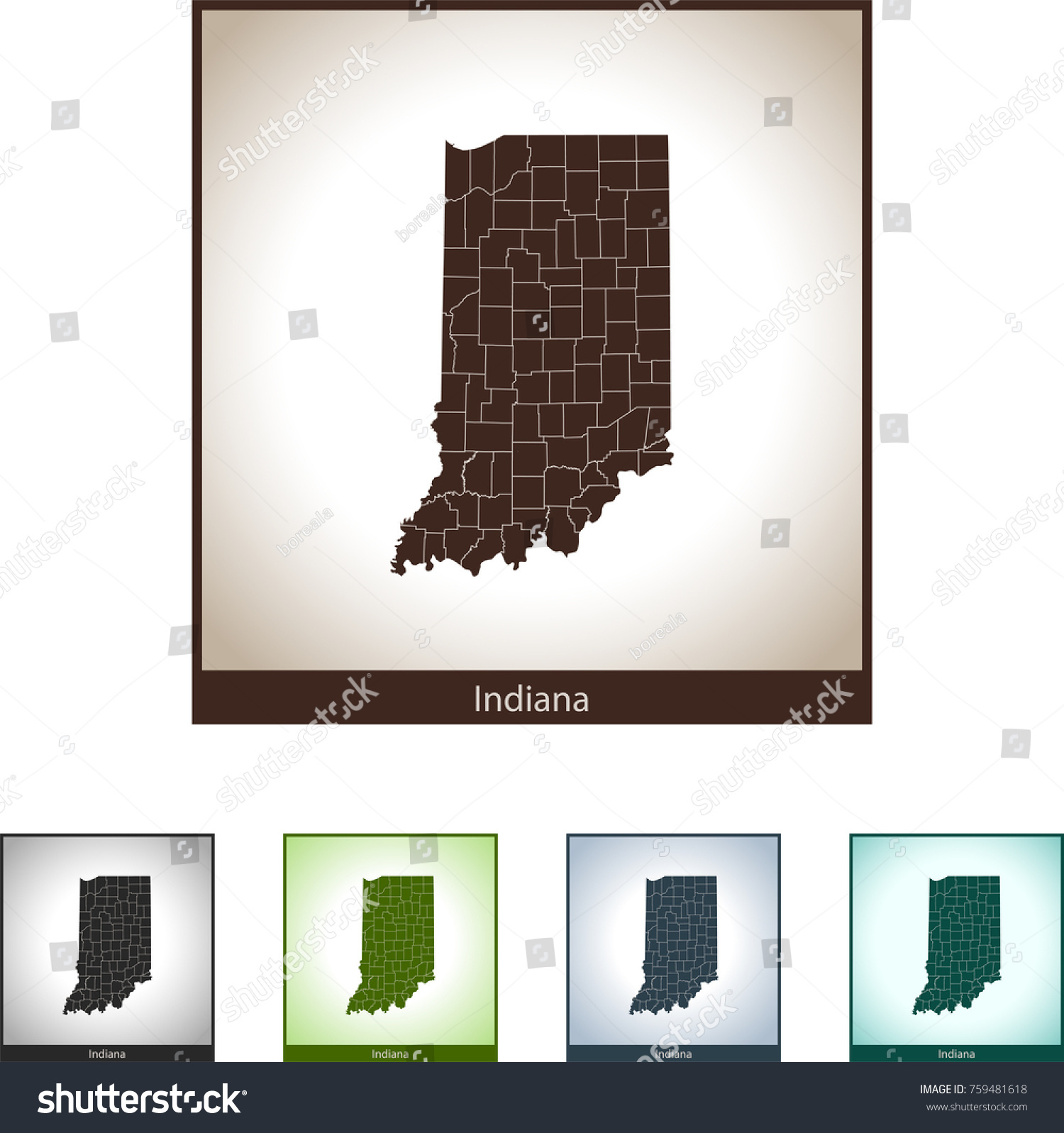 Map Of Indiana - Royalty Free Stock Vector 759481618 - Avopix.com