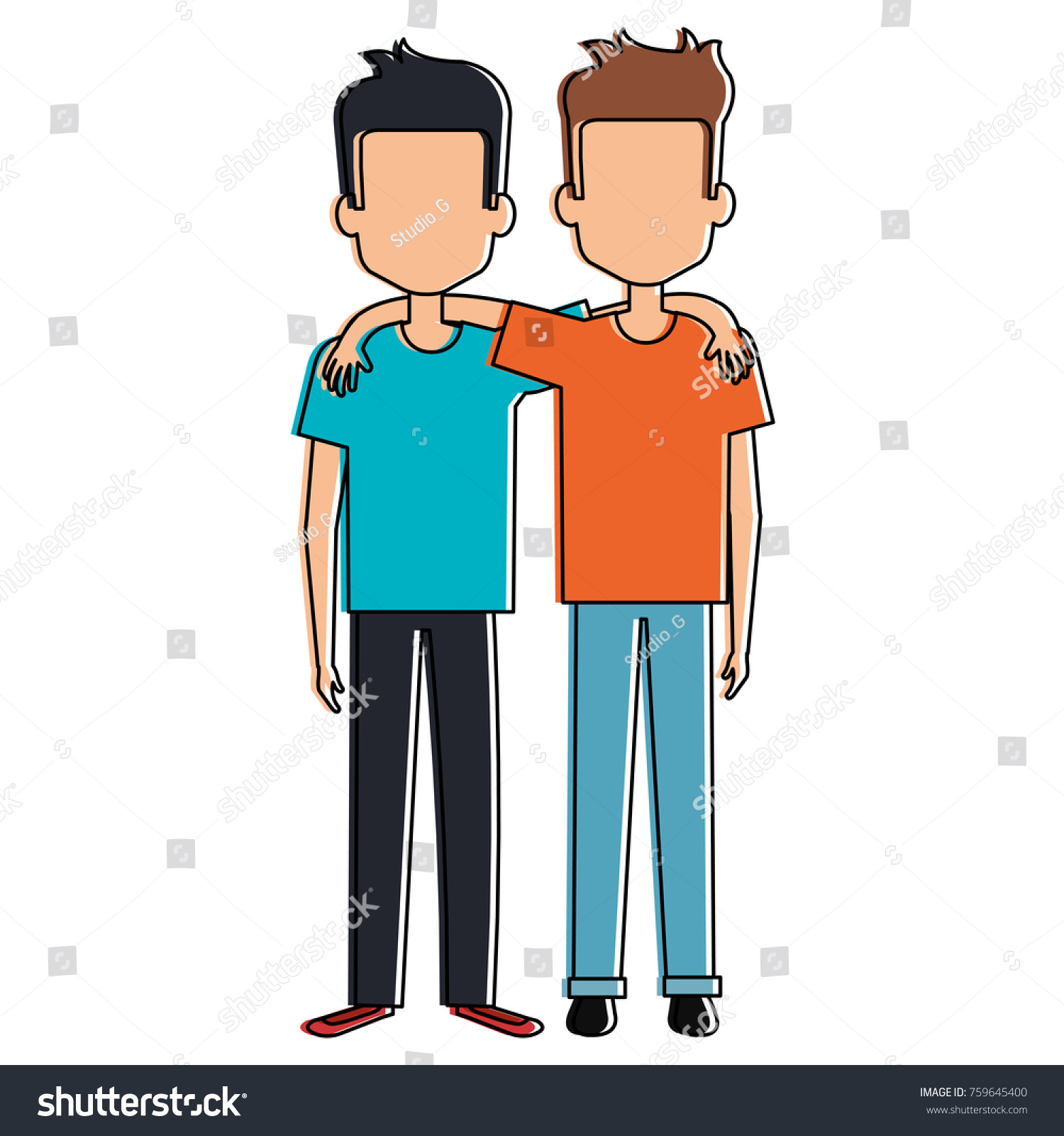 couple of male friends avatars - Royalty Free Stock Vector 759645400 ...