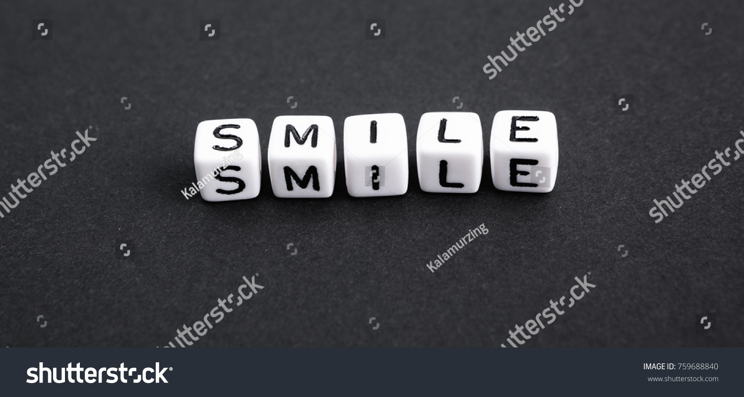 Smile! Cheer up phrase.  a series of minimalism phrases and words. Long format horizontal banner #759688840