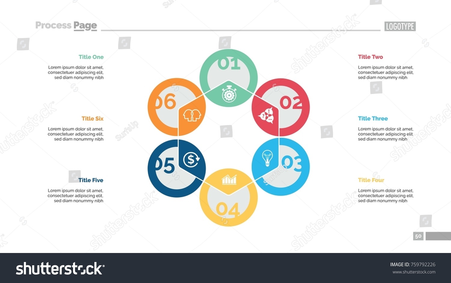 Hexagon Chart Slide Template - Royalty Free Stock Vector 759792226 ...