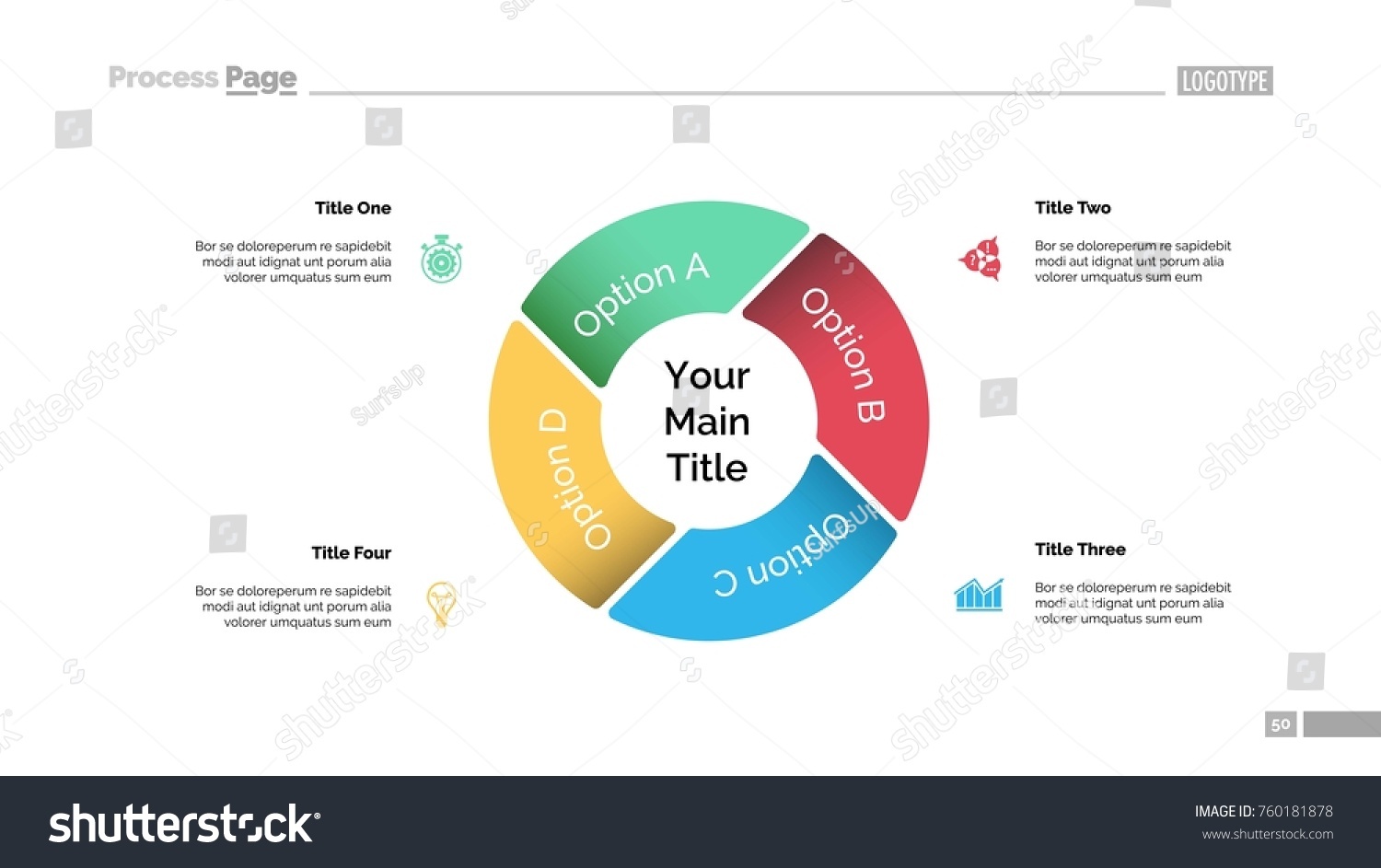 Pie Chart with Four Elements Template - Royalty Free Stock Vector ...