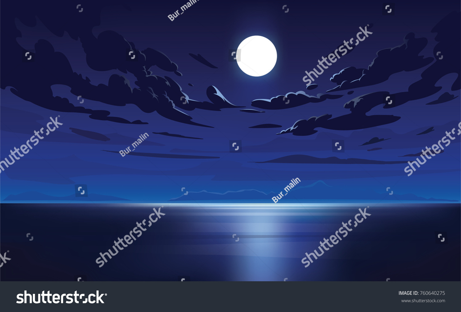 Vector night sky clouds. Moonlight. Background design #760640275