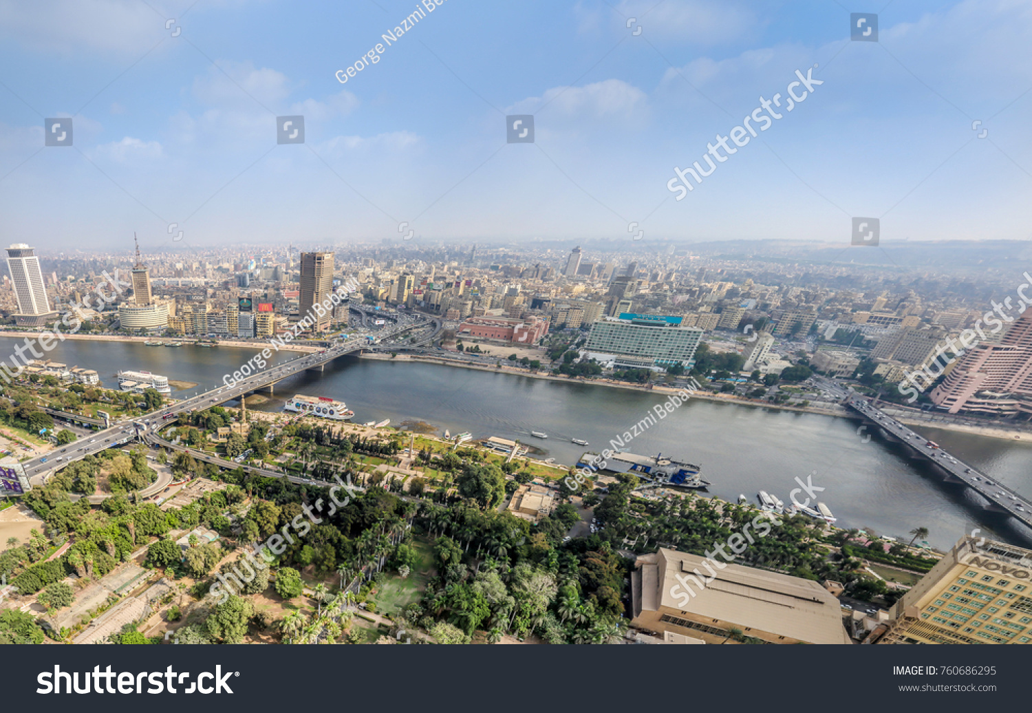 CAIRO, EGYPT - NOVEMBER 19, 2016: Panoramic view on the skyline of Cairo. #760686295