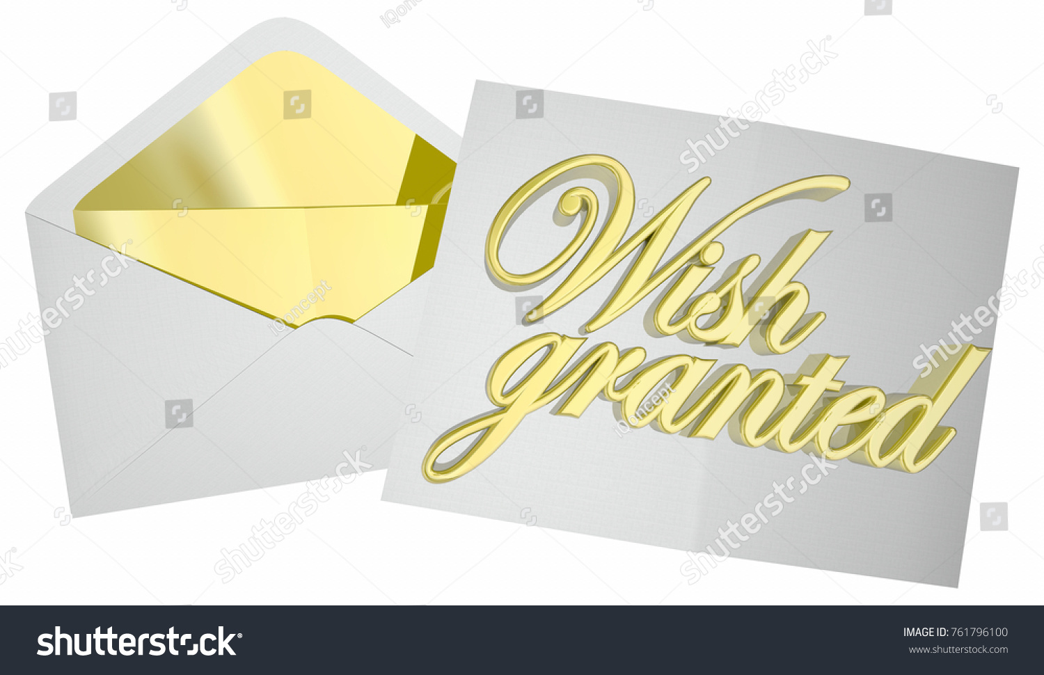 Wish Granted Dream Fulfilled Envelope Letter 3d Royalty Free Stock