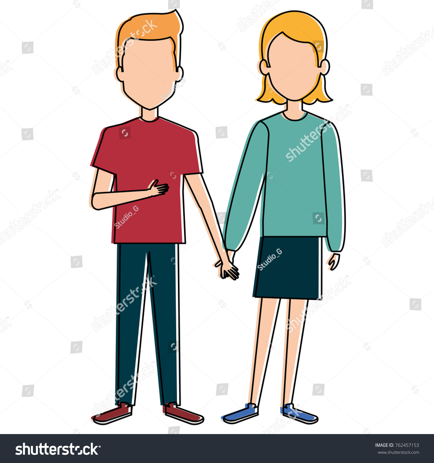 lovers couple avatars characters - Royalty Free Stock Vector 762457153 ...