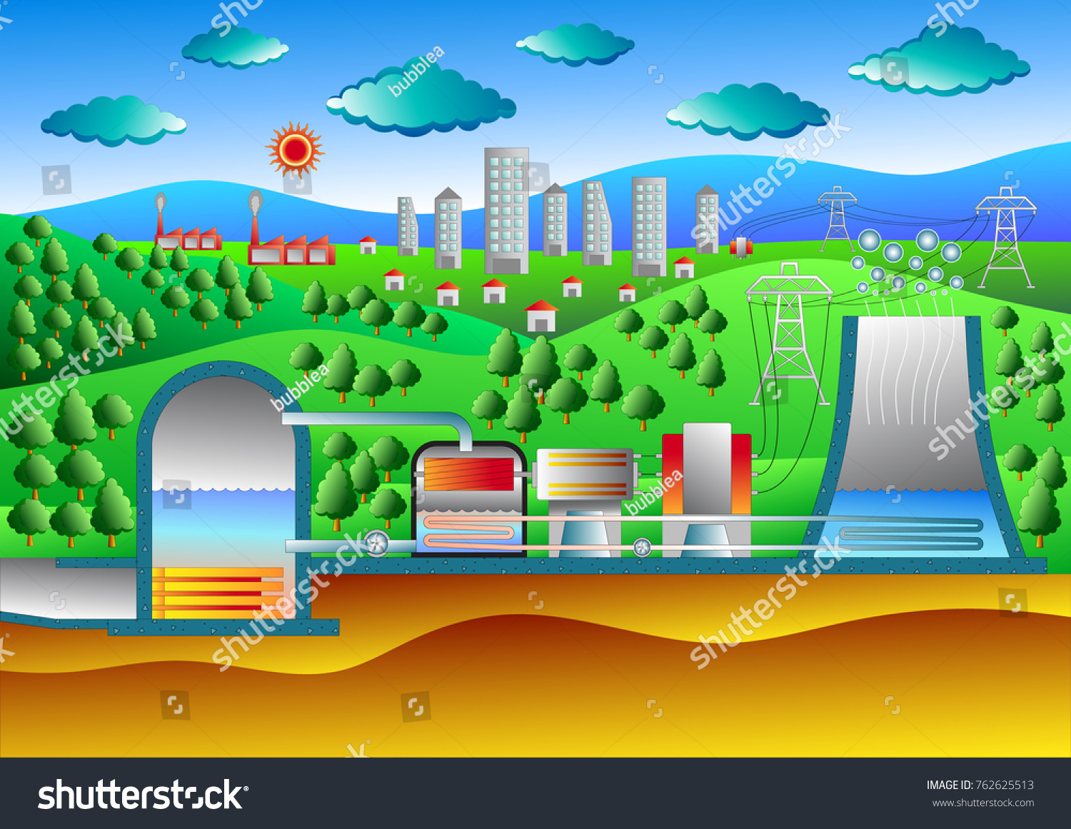 The cross section of a nuclear power plant, - Royalty Free Stock Vector ...