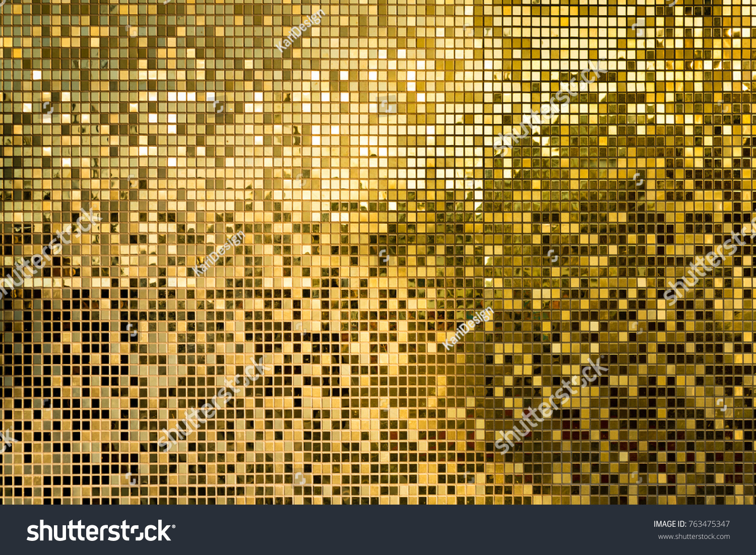 Gold yellow square mosaic tiles for texture background #763475347