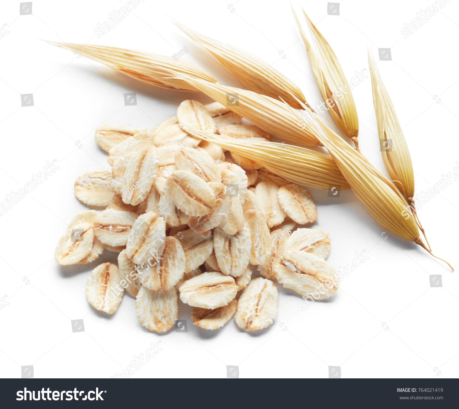 oatmeal and its crops isolated on white #764021419