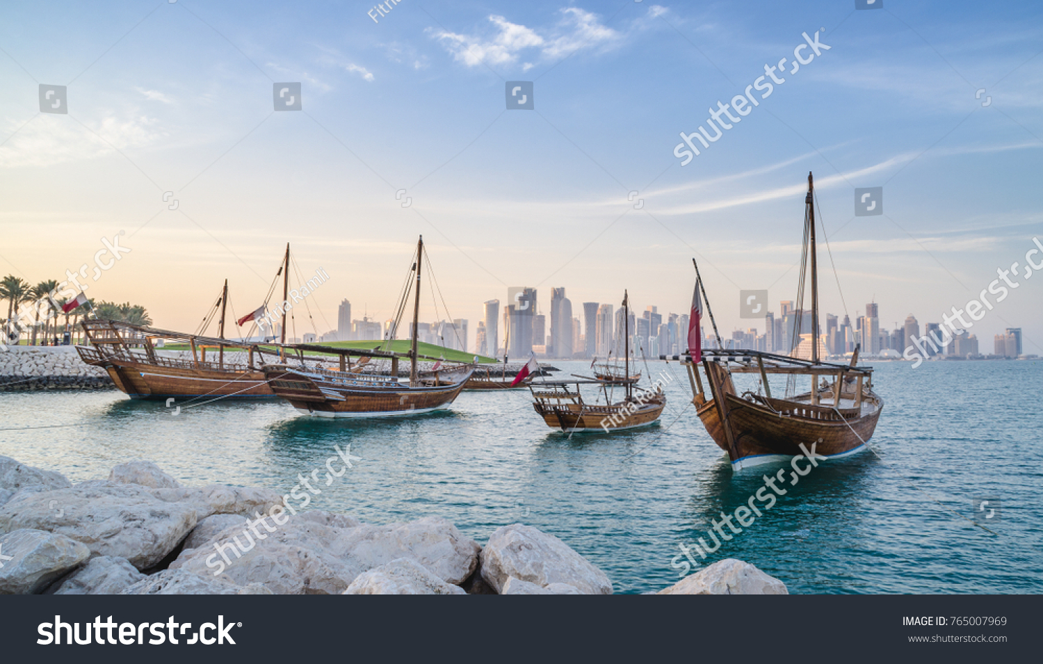 Traditional arabian dhows in Doha , Qatar, Middle East. #765007969