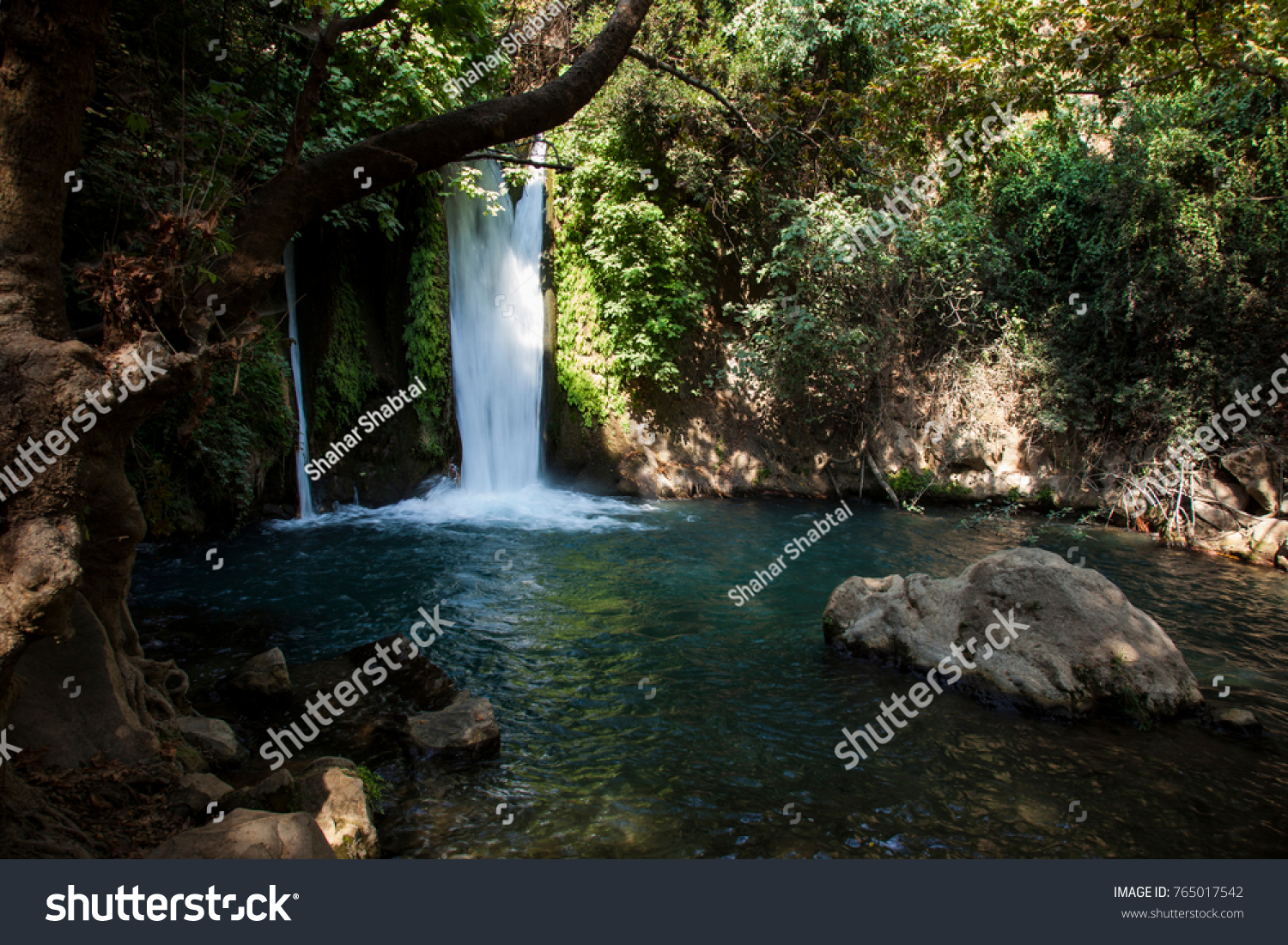 Banias Waterfall in the Golan Heights Israel #765017542