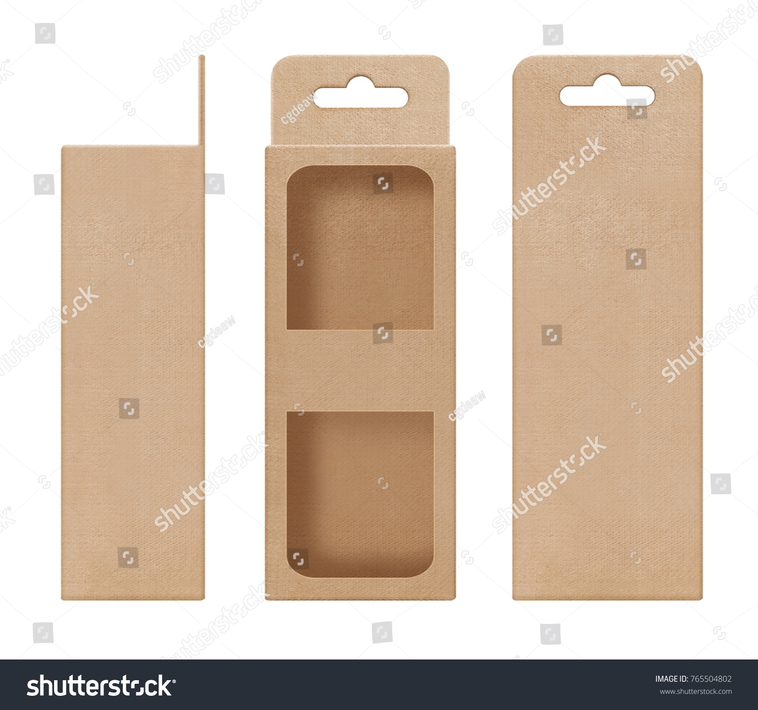 box, packaging, box brown for hanging cut out window open blank template for design product package #765504802