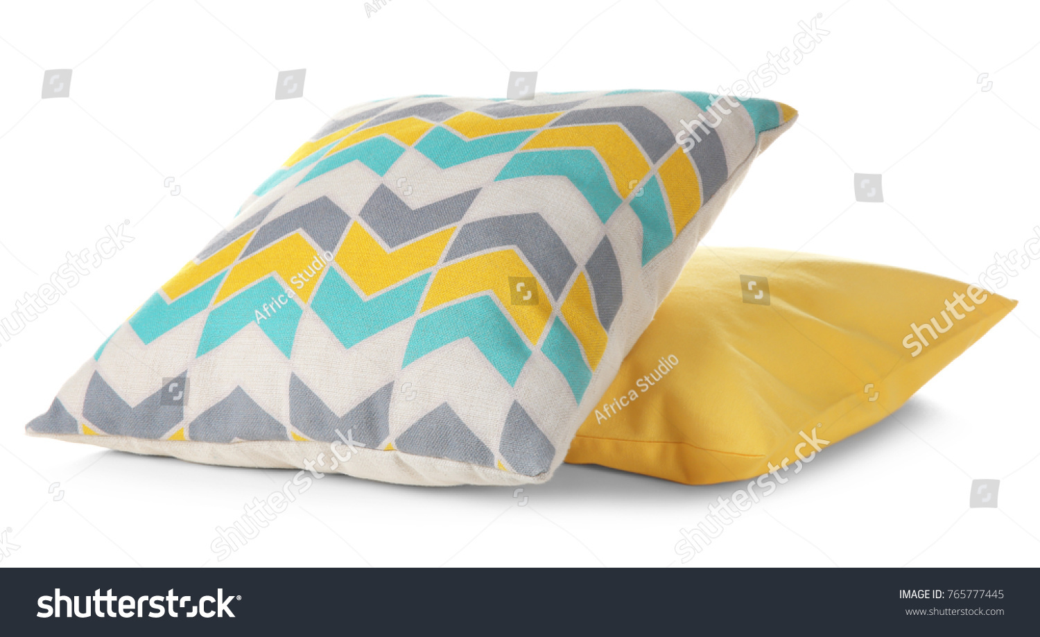 Soft colorful pillows, isolated on white #765777445